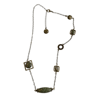 Rhyolite Brass Chain Link Pendant Necklace with Lobster Clasp-Necklaces- Creative Jewelry by Marcia